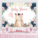 Wenig Teddy Tragen mit Blumen babydusche Hintergrund